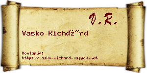 Vasko Richárd névjegykártya
